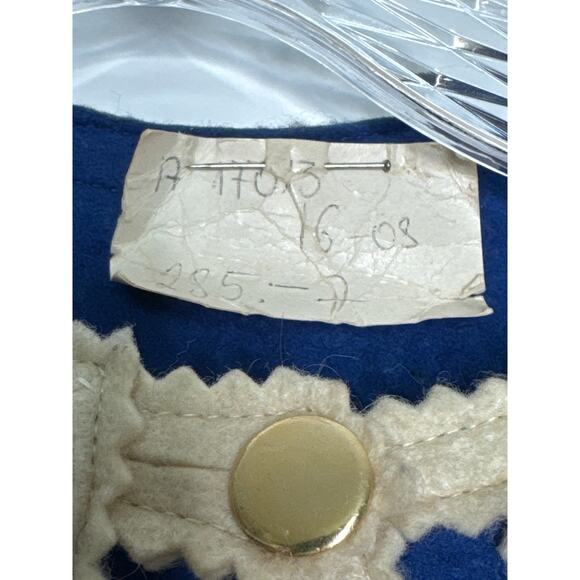 Vintage 70's Hungarian Folk Wool Vest Blue Embroidered Floral Trimmed medium - Picture 13 of 13